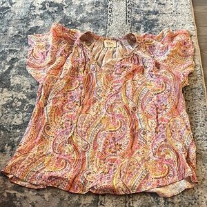 Elie Tahari Women's Paisley Blouse in Pink and Orange